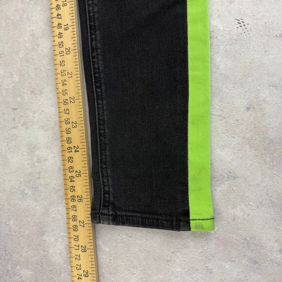 Rag & Bone Jeans Women's 25 Black Green Tuxedo Stripe Black Lime Pants READ - Picture 11 of 12
